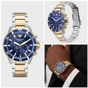 Emporio Armani Chronograph Two Tone Mens Watch ARC005