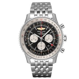BREITLING STYLISH NAVITIMER BLACK SILVER CHAIN 2457