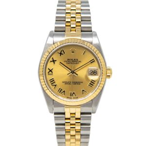 Rolex Date Just Gold Silver Golden Dial Roman 4455 Women