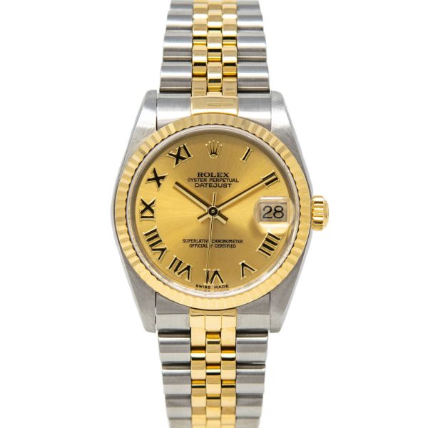Rolex Date Just Gold Silver Golden Dial Roman 4455 Women