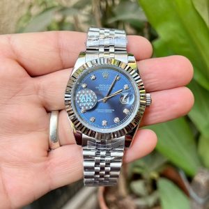 Rolex DateJust Blue Diamond-Figure Fluted-Bezel Rx111