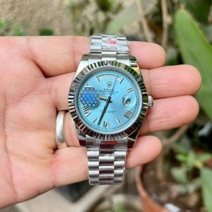 Rolex Daydate Ice Blue Silver Fluted Bezel x Rx105