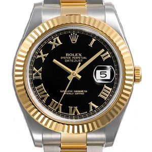 Rolex Gold Black Dial Roman Numeral Markers Women