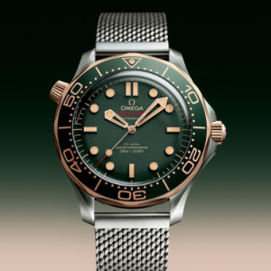 Omega Seamaster Dive Watch with Green Dial and Rose Gold Accents